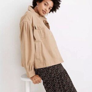 Madewell Pleat-Sleeve Military Jacket, Khaki – Size M